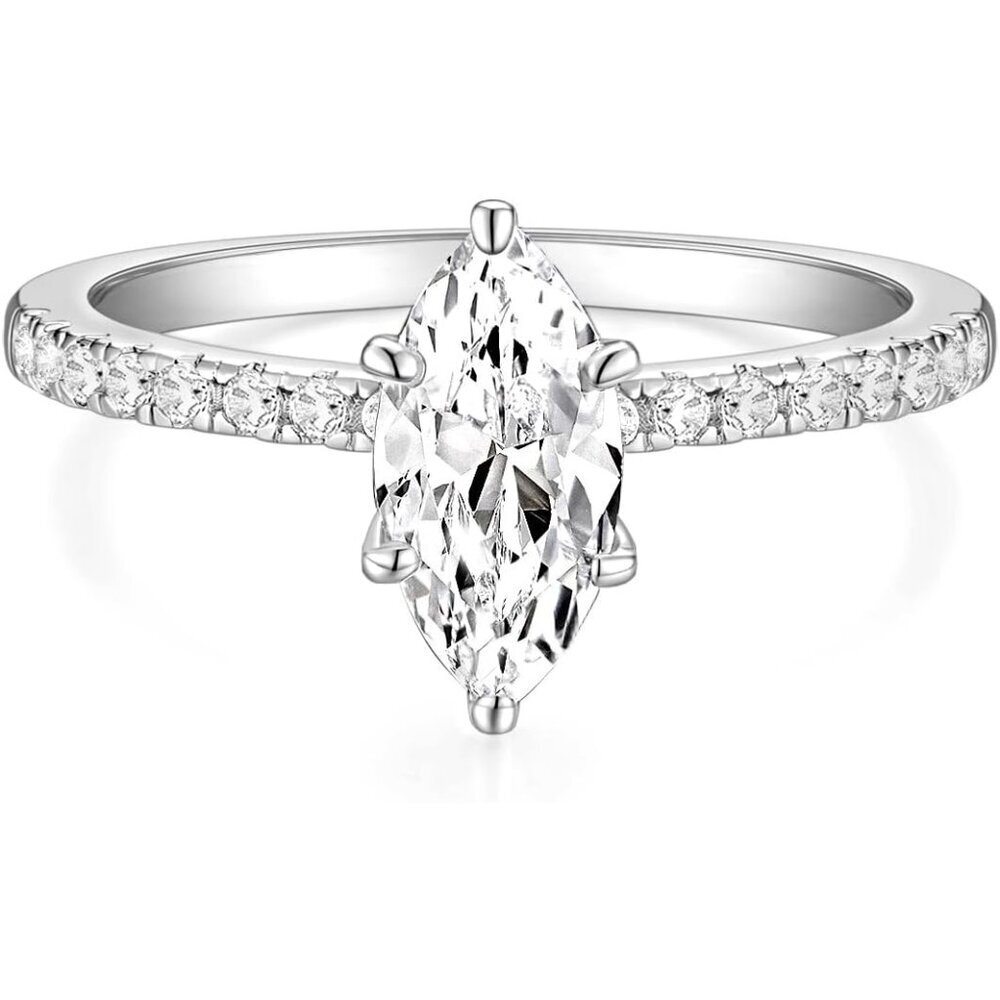 Engagement Ring Women Marquise Cut Cubic Zirconia Wedding Band Size 3-12
